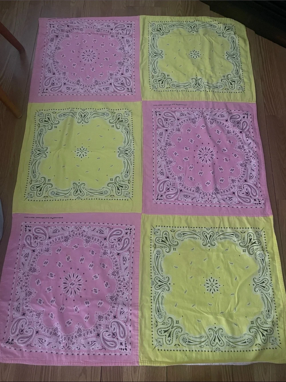 Patchwork Bandana Throw Blanket in Pink & Yellow - Unbranded